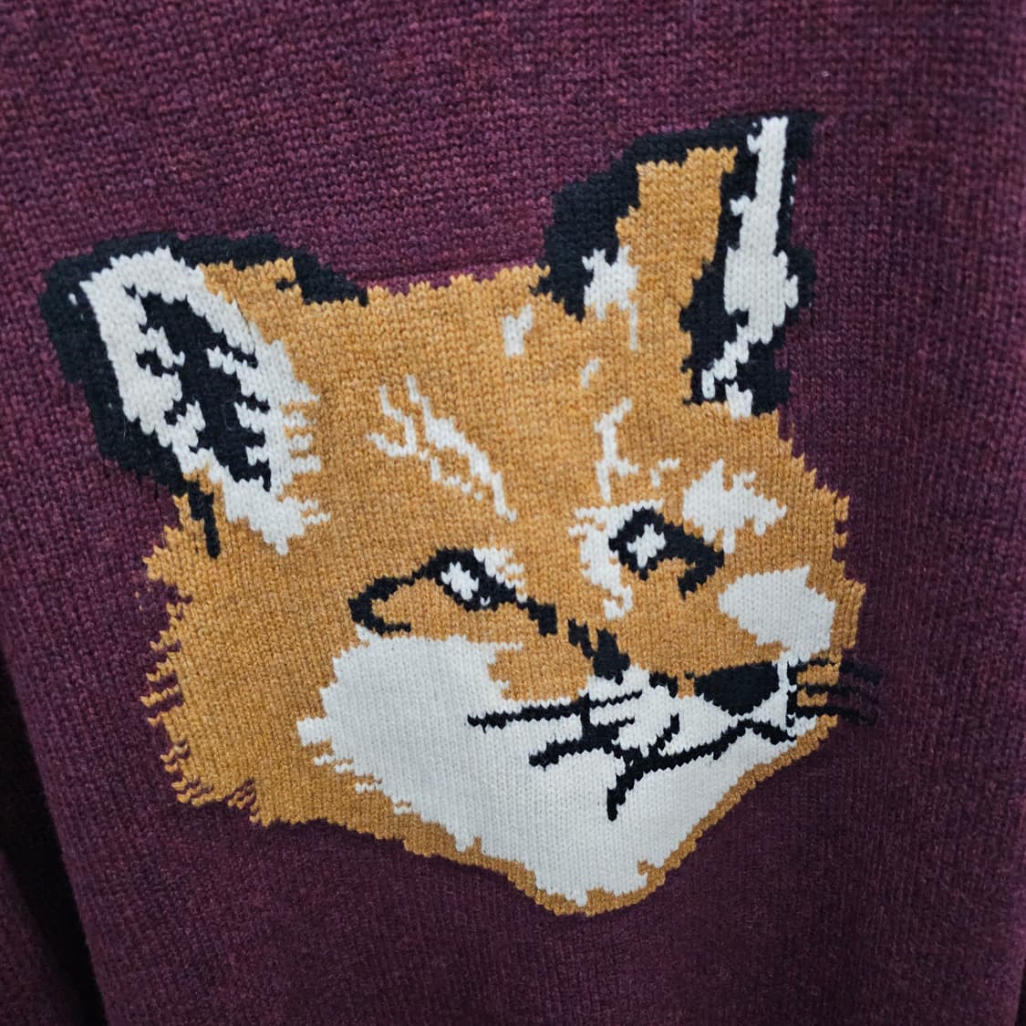 메종키츠네 빅헤드 버건디 니트 L 상품이미지4