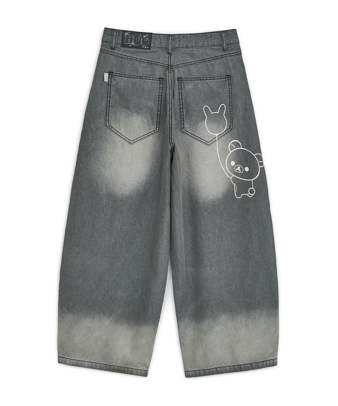 허그유어스킨 코리락쿠마 워시드 진 데님 팬츠 다크 그레이 바지 상품이미지2