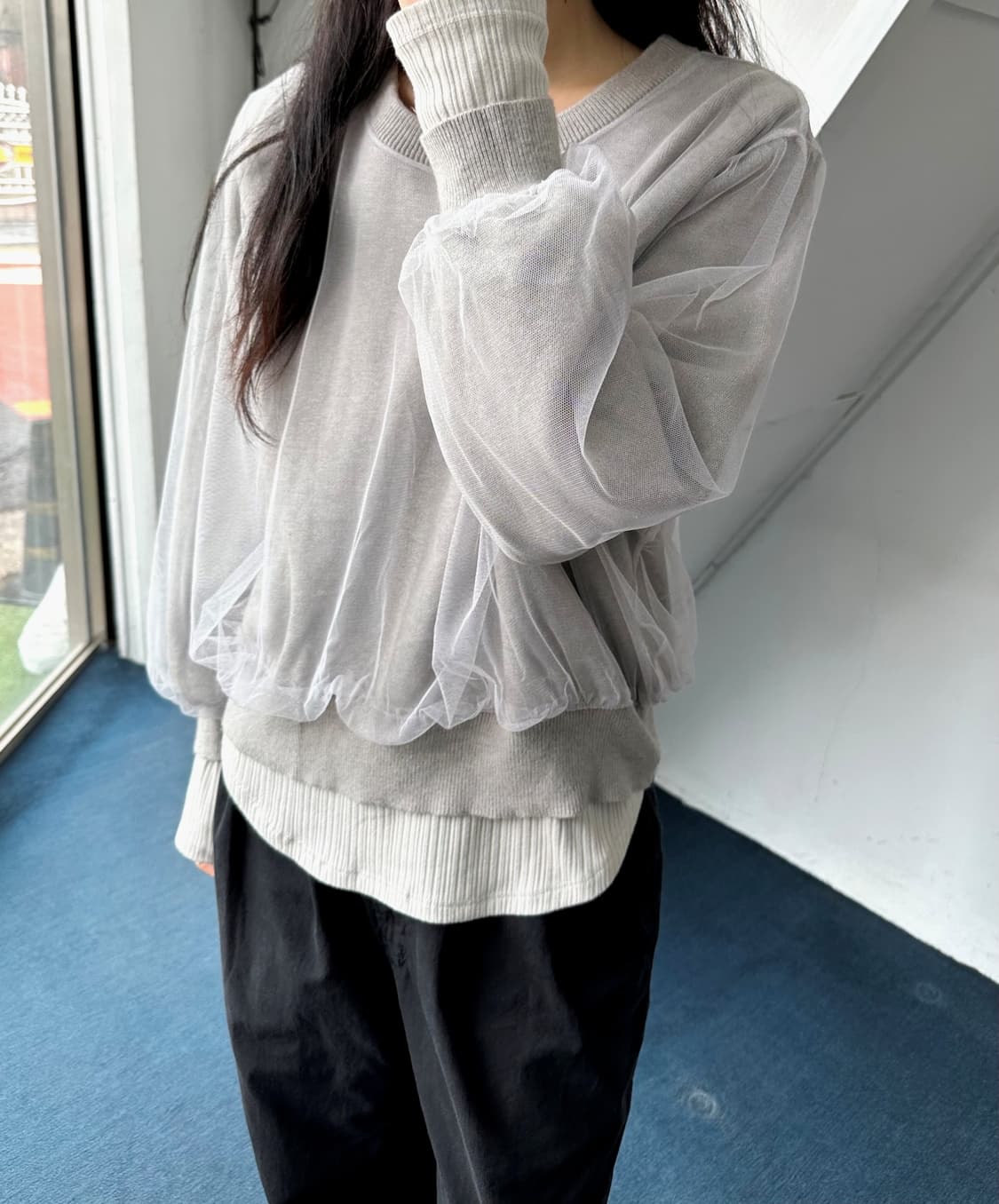 Design meshed knit layer knit P/O 상품이미지6