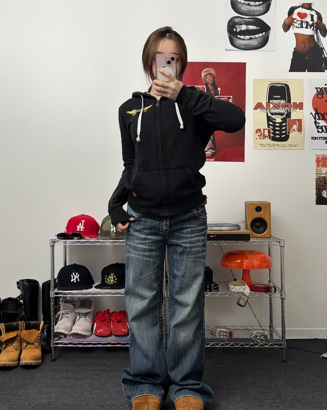 로빈스진 골드윙 블랙 후드집업 상품이미지4