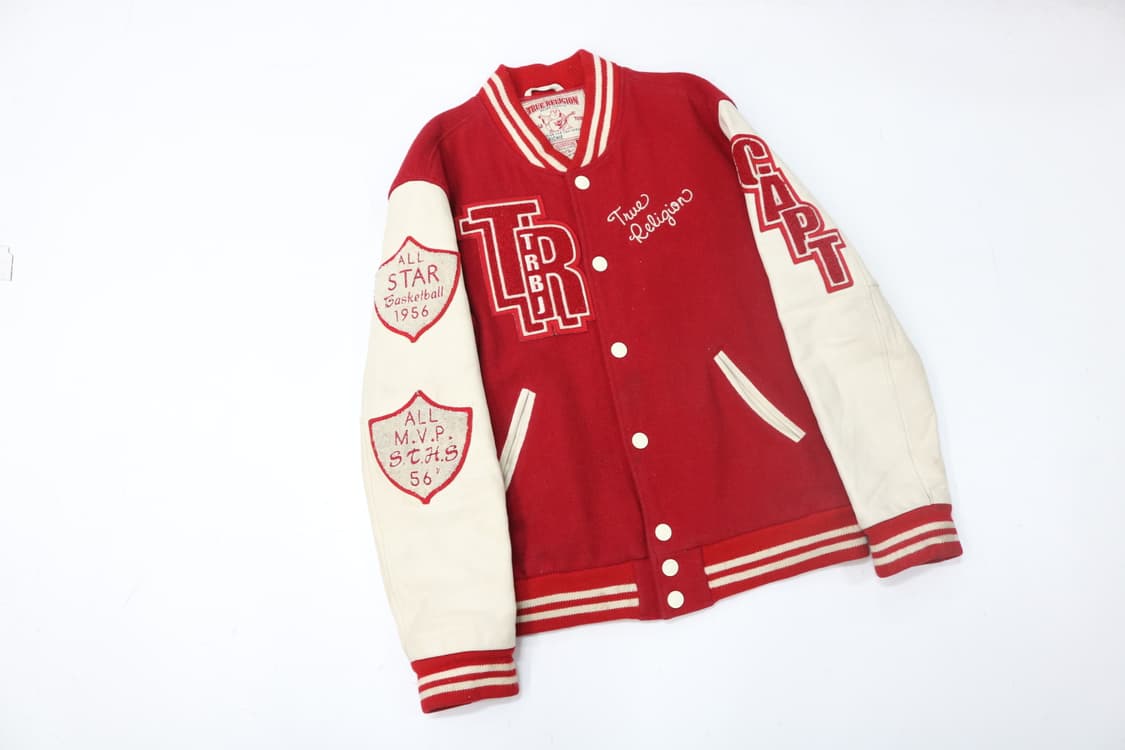 트루릴리전 빈티지 레드&화이트 바시티 자켓 (L) 상품이미지6