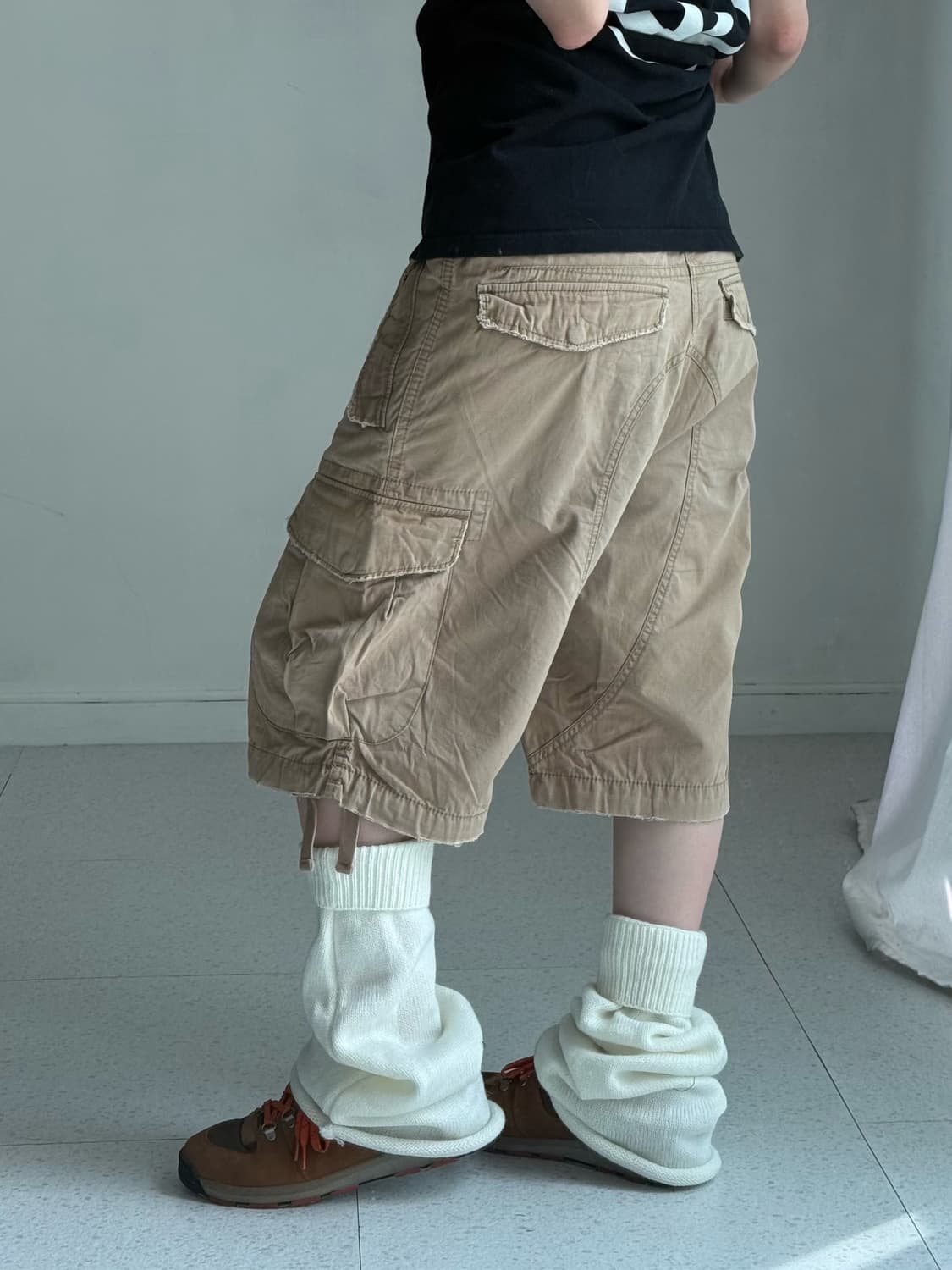 빈티지 베이지 카고 버뮤다 팬츠 상품이미지3