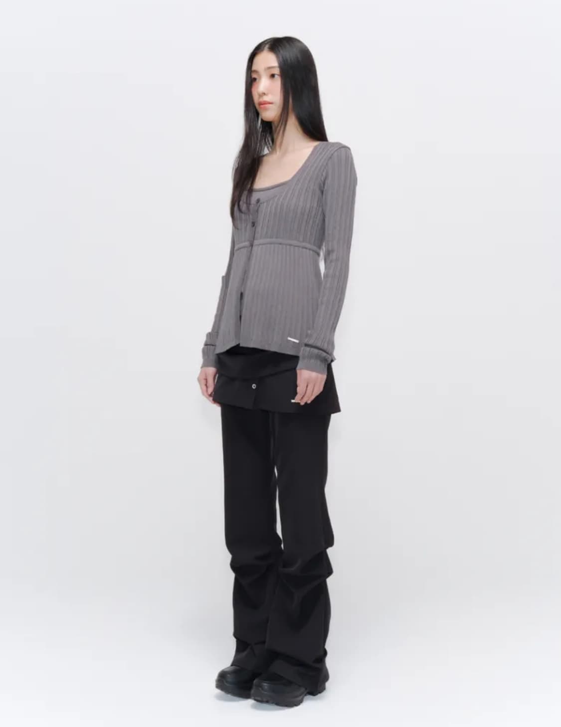 미세키서울 Draped shirt skirt pants SET BLACK 상품이미지5