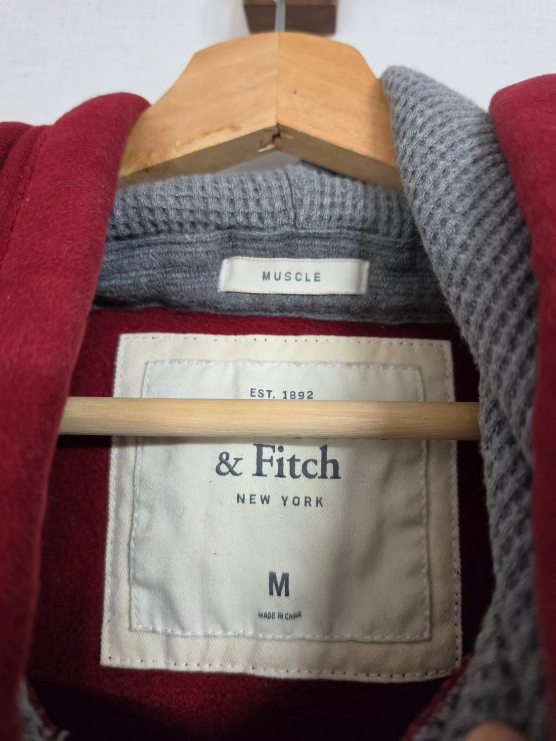 아베크롬비 빈티지 버건디 럭비 후드티 M 상품이미지2