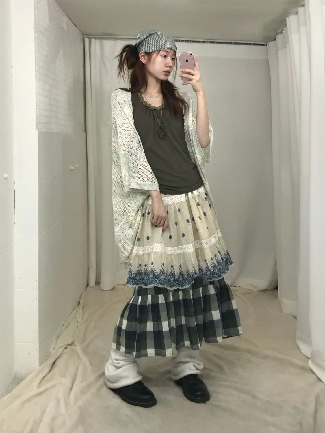 🍵 빈티지 카키 그런지 모리 페어리 코디 세트 상품이미지3