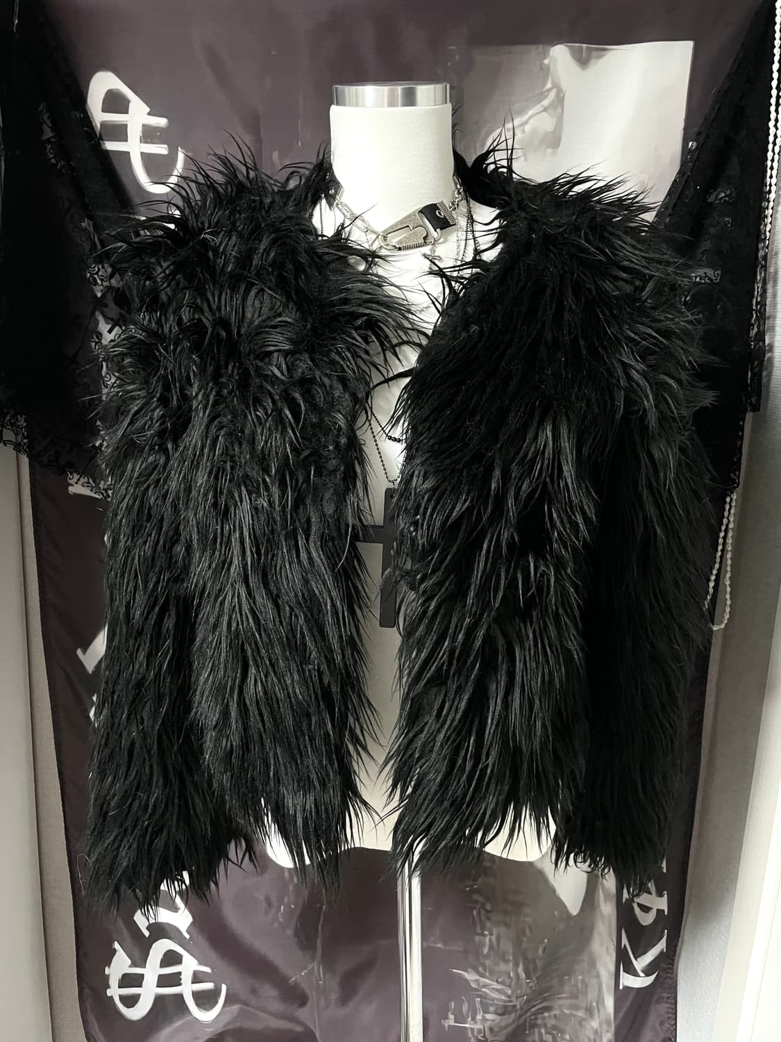 Jpn fur jacket 퍼자켓고스고딕펑크락시크다크웨어그런지나나깔이모 상품이미지1