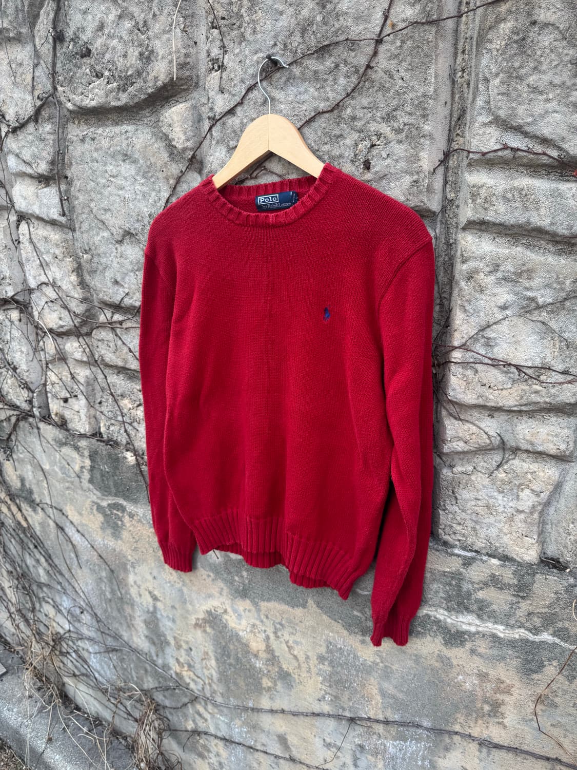폴로 랄프로렌 빈티지 코튼 니트 레드 m 상품이미지3
