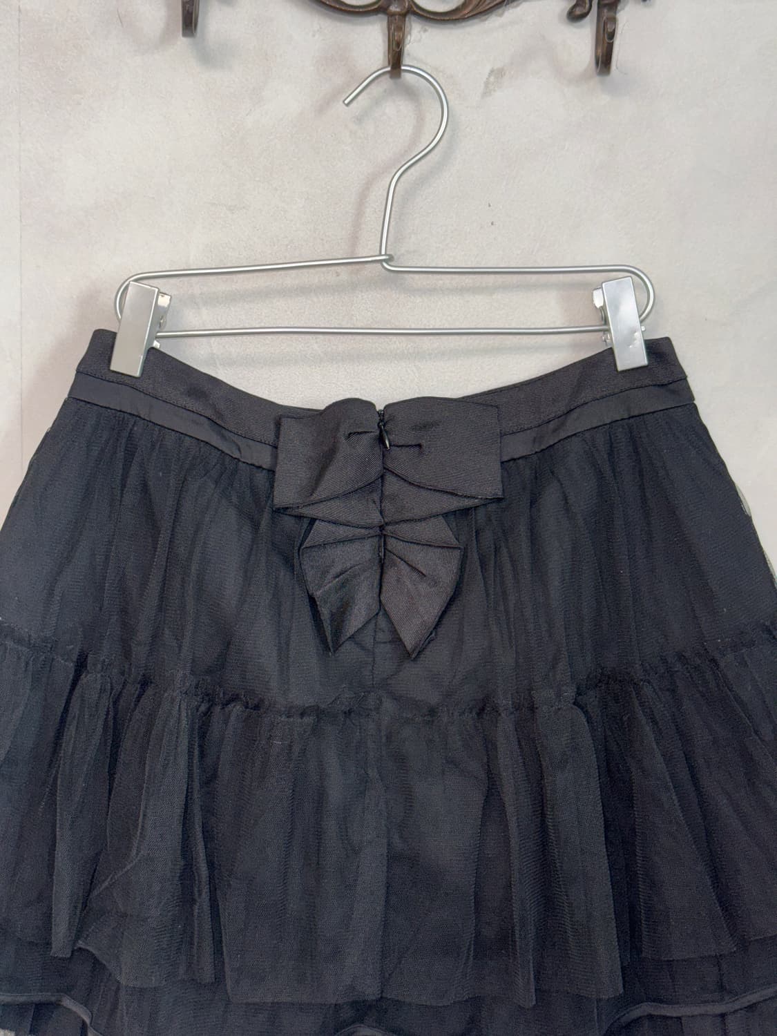 Black back ribbon mesh layered sha skirt 상품이미지2