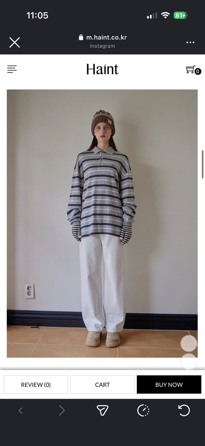 haint 헤인트 멀티 스트라이프 카라티 멜란지그레이 상품이미지2