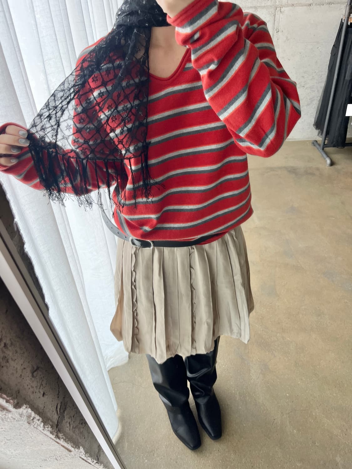 Rene 르네 러플 벌룬 스커트 베이지 상품이미지8