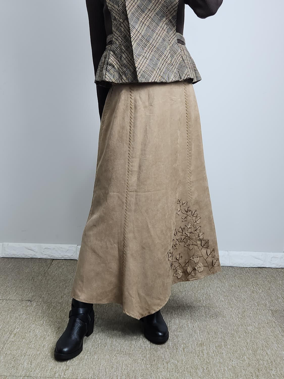 스웨이드 언발 스커트 상품이미지4