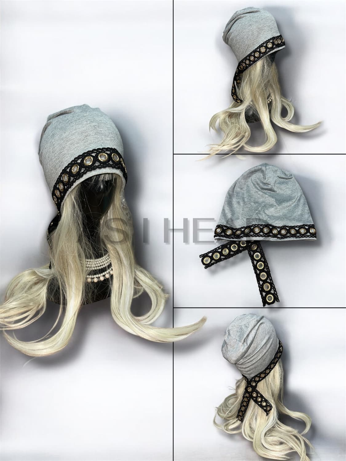 아일렛 레이스 핸드메이드 롱 비니 상품이미지1