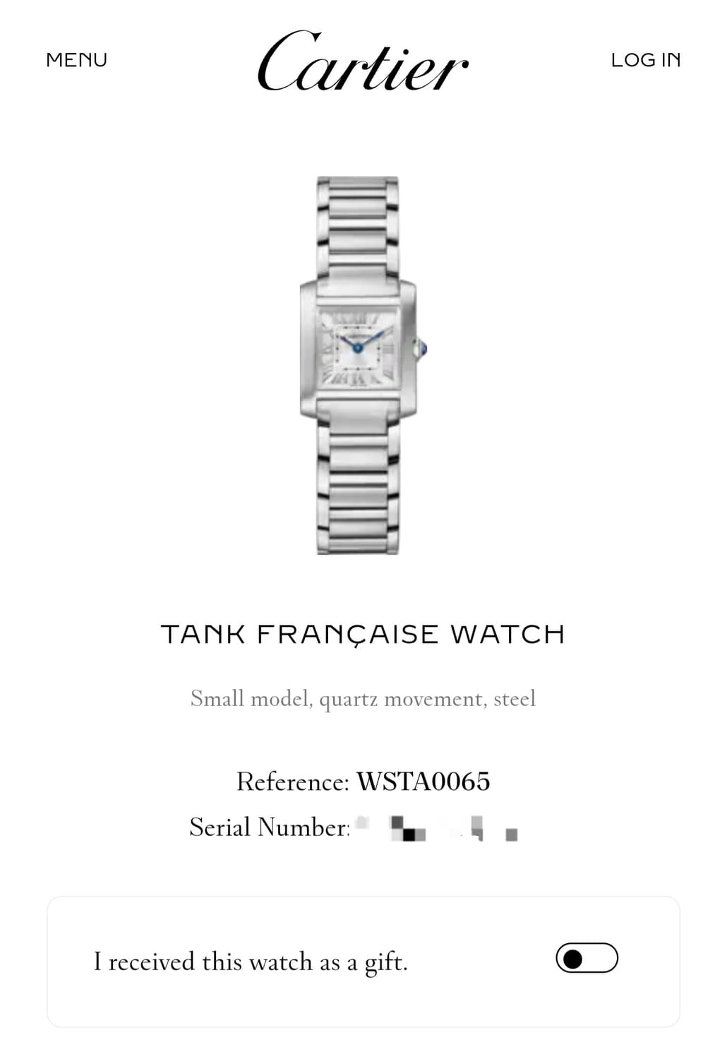 [까르띠에 풀세트] 탱크 프랑세즈 신형 스틸 S 스몰 여성시계 23년 상품이미지9