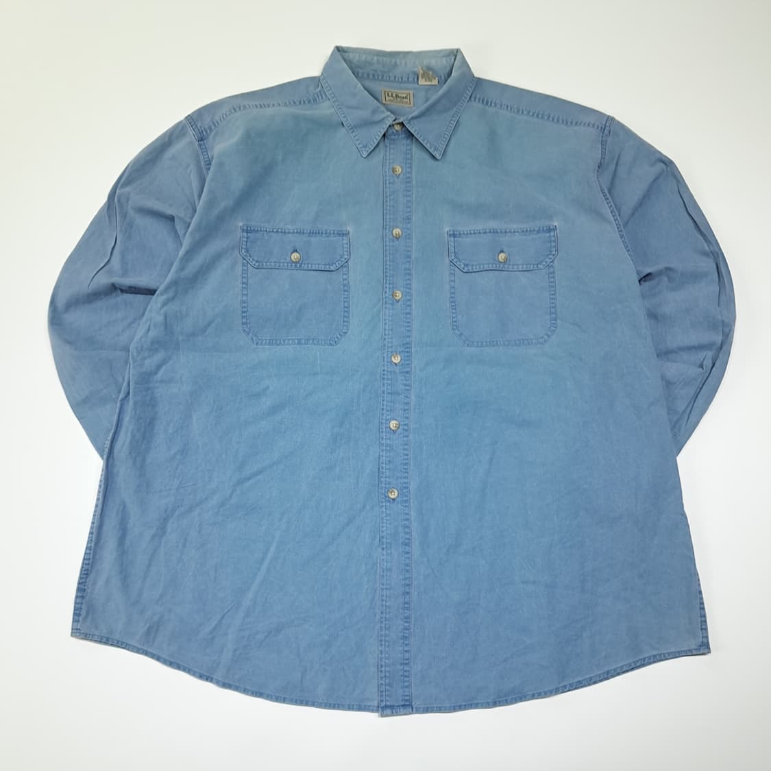 CL392 2XL 엘엘빈 90s 코튼 워싱 샵브레이 블루 셔츠 남방 상품이미지1