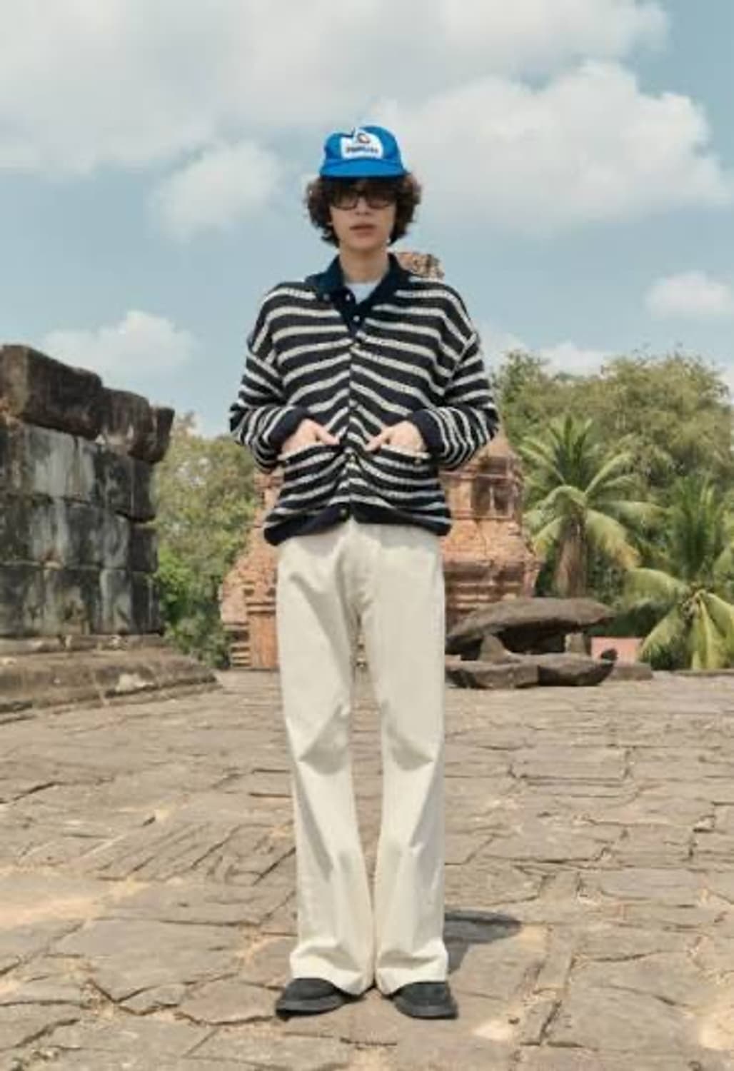 STU 스트라이프 가디건 네이비 L 상품이미지2