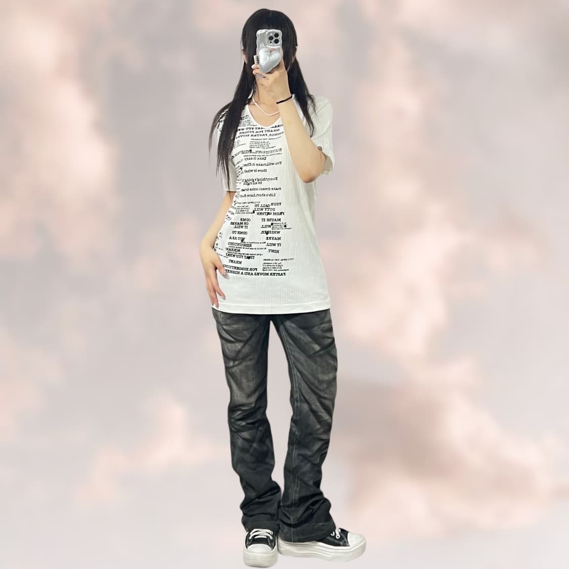 펑크 레터링 브이넥 티셔츠 상품이미지1