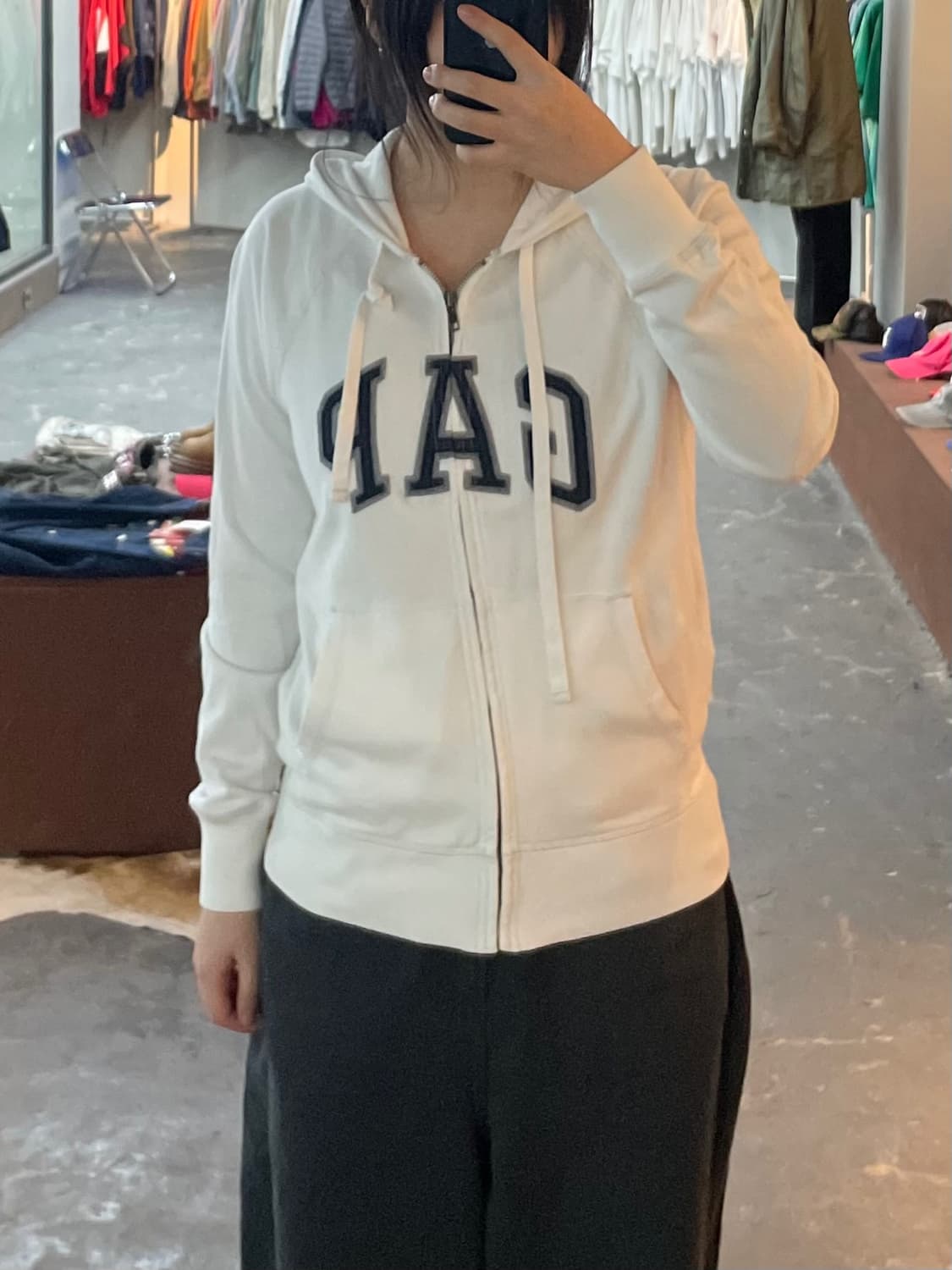 갭 화이트 스펠로고 후드집업 H2073 상품이미지1