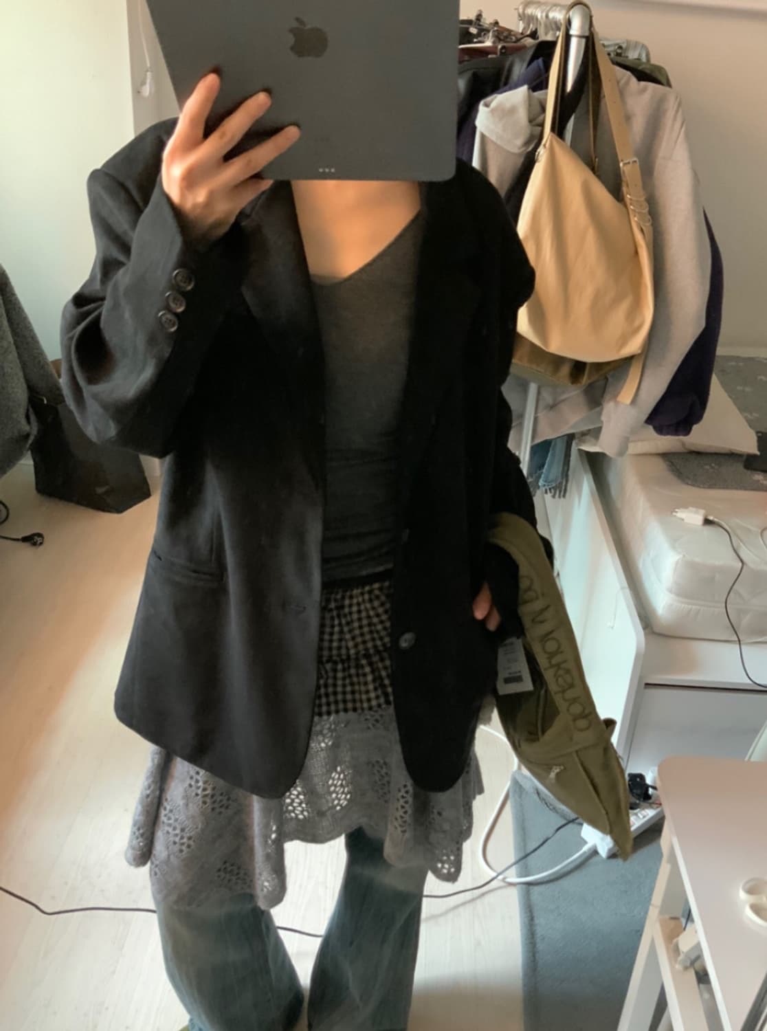 black over-fit suede jacket 상품이미지2