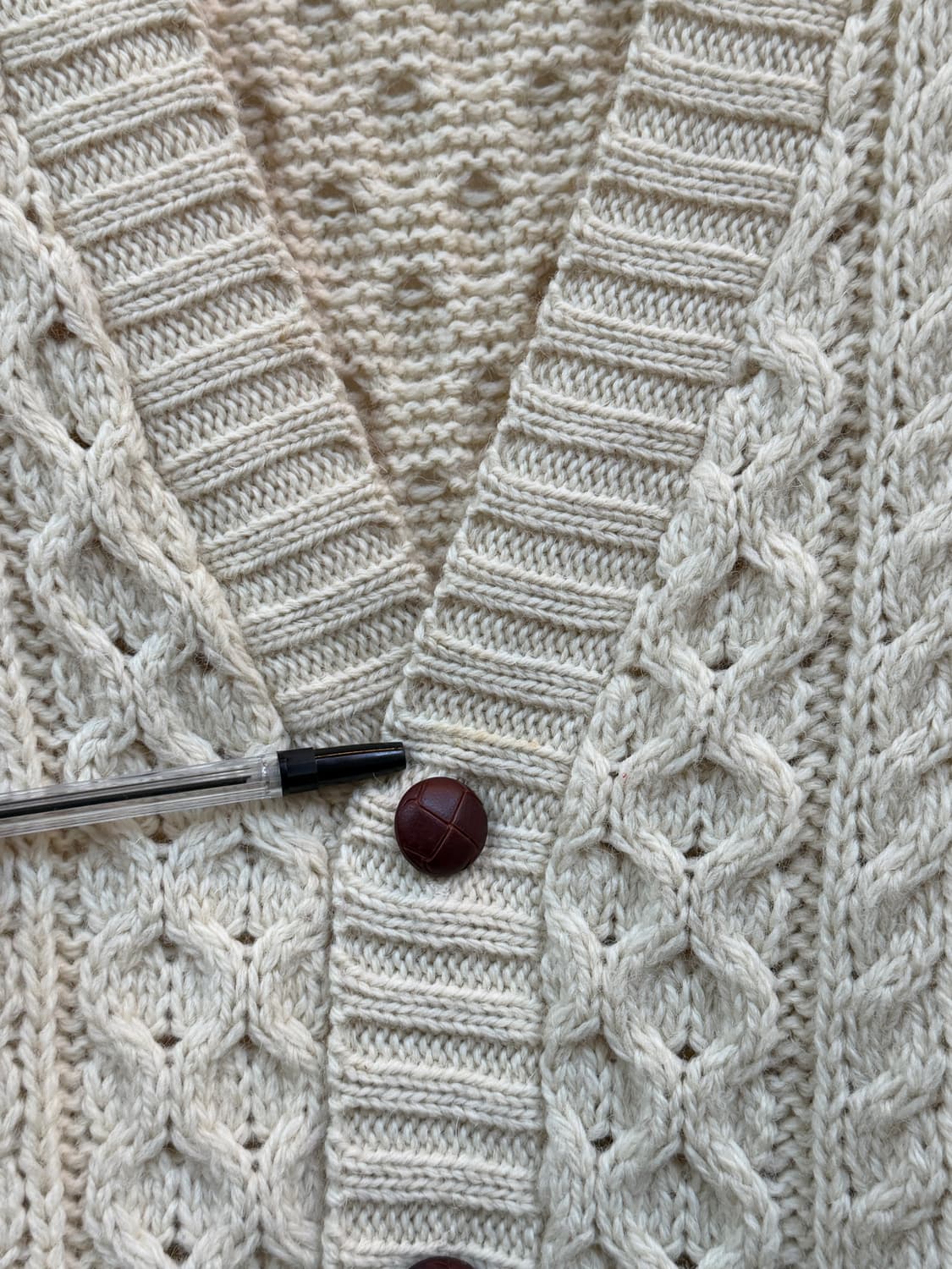 Thomas Keeling 아이보리 퓨어 뉴 울 가디건 스웨터 L 상품이미지4