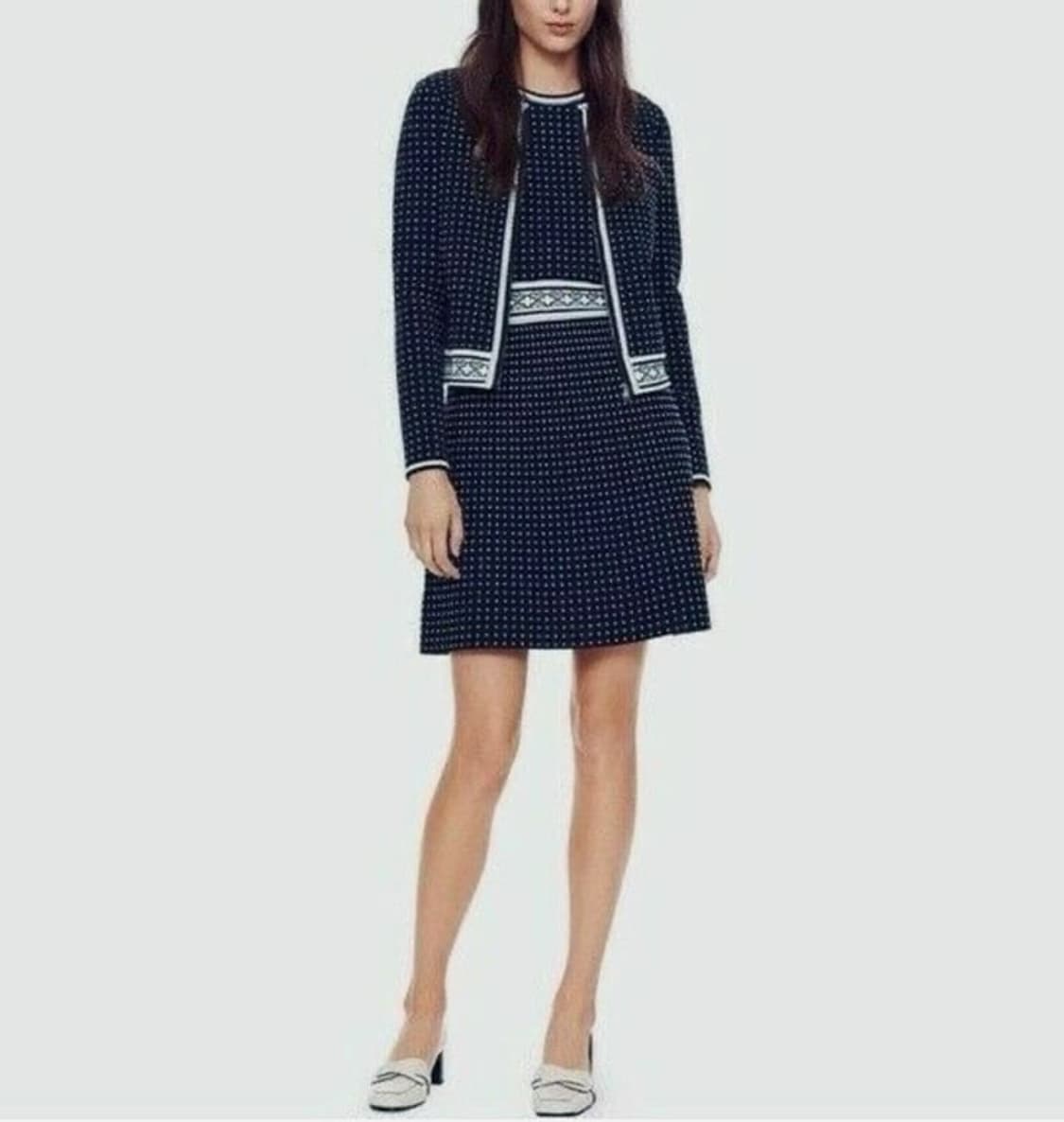 S) 토리버치 도트 패턴 니트 원피스 가디건 셋업 상품이미지9