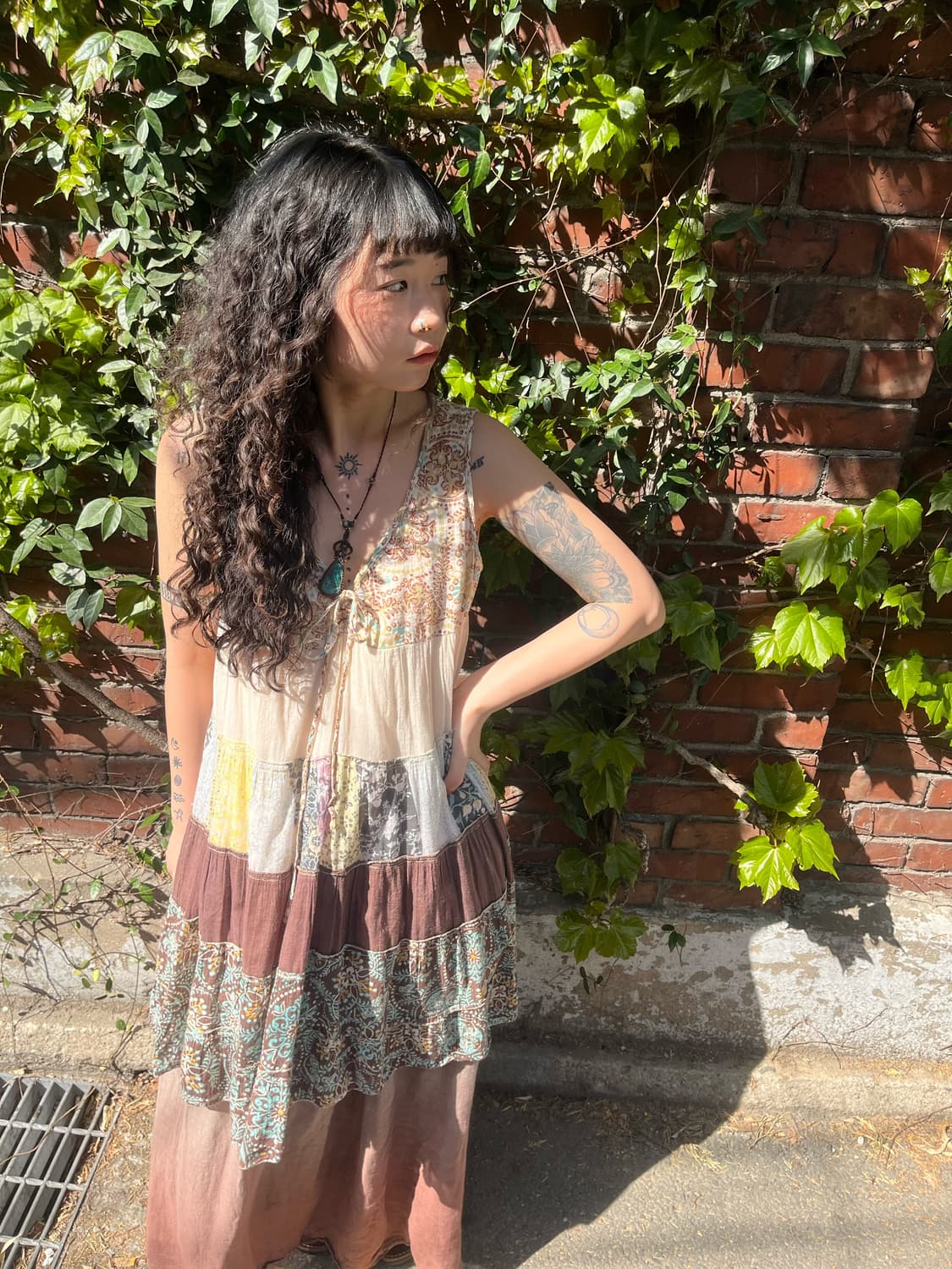 히피 에스닉 페이즐리 패치워크 원피스 상품이미지3