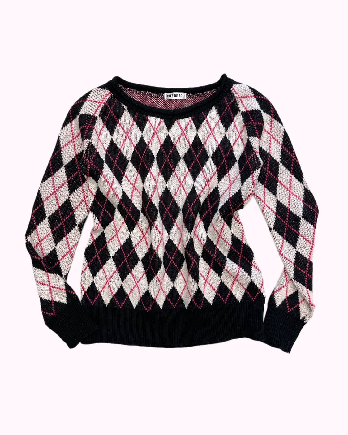 pink argyle pattern knit 상품이미지1