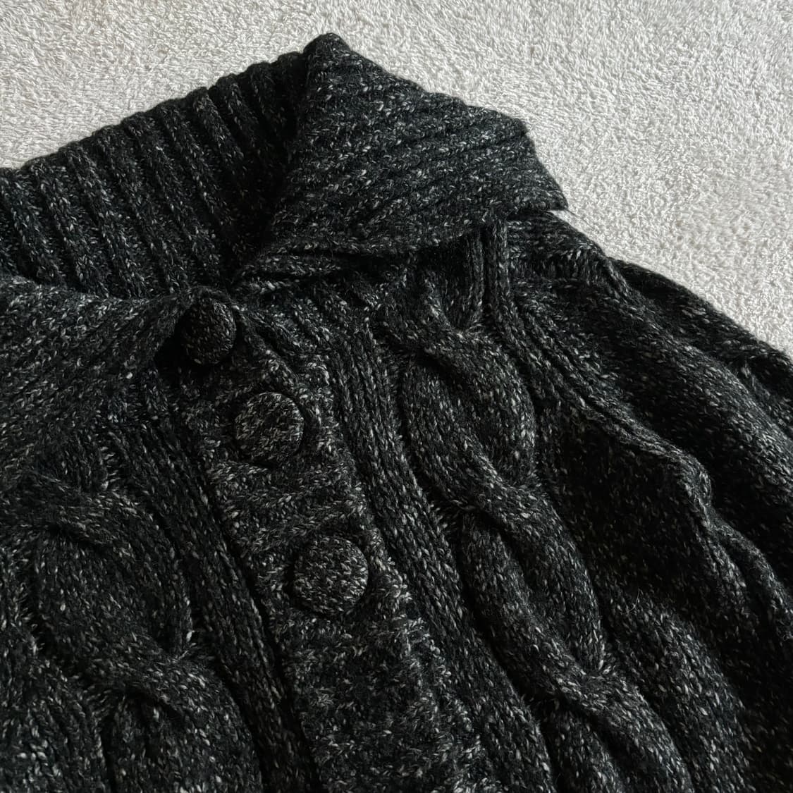 일본빈티지 무채색 작사 차콜 크롭 니트 가디건 상품이미지2