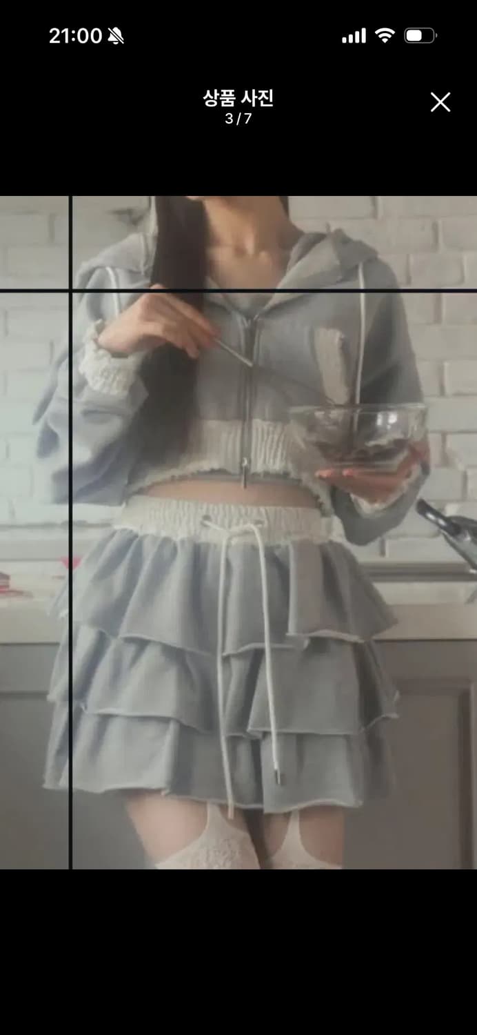 버블즈 bubbles 프릴 셋업 후드집업 스커트 세트 양산형 갸루 스나계 상품이미지1