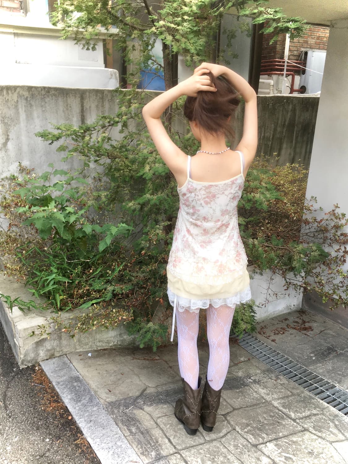 플라워 레이스 슬리브리스 상품이미지3