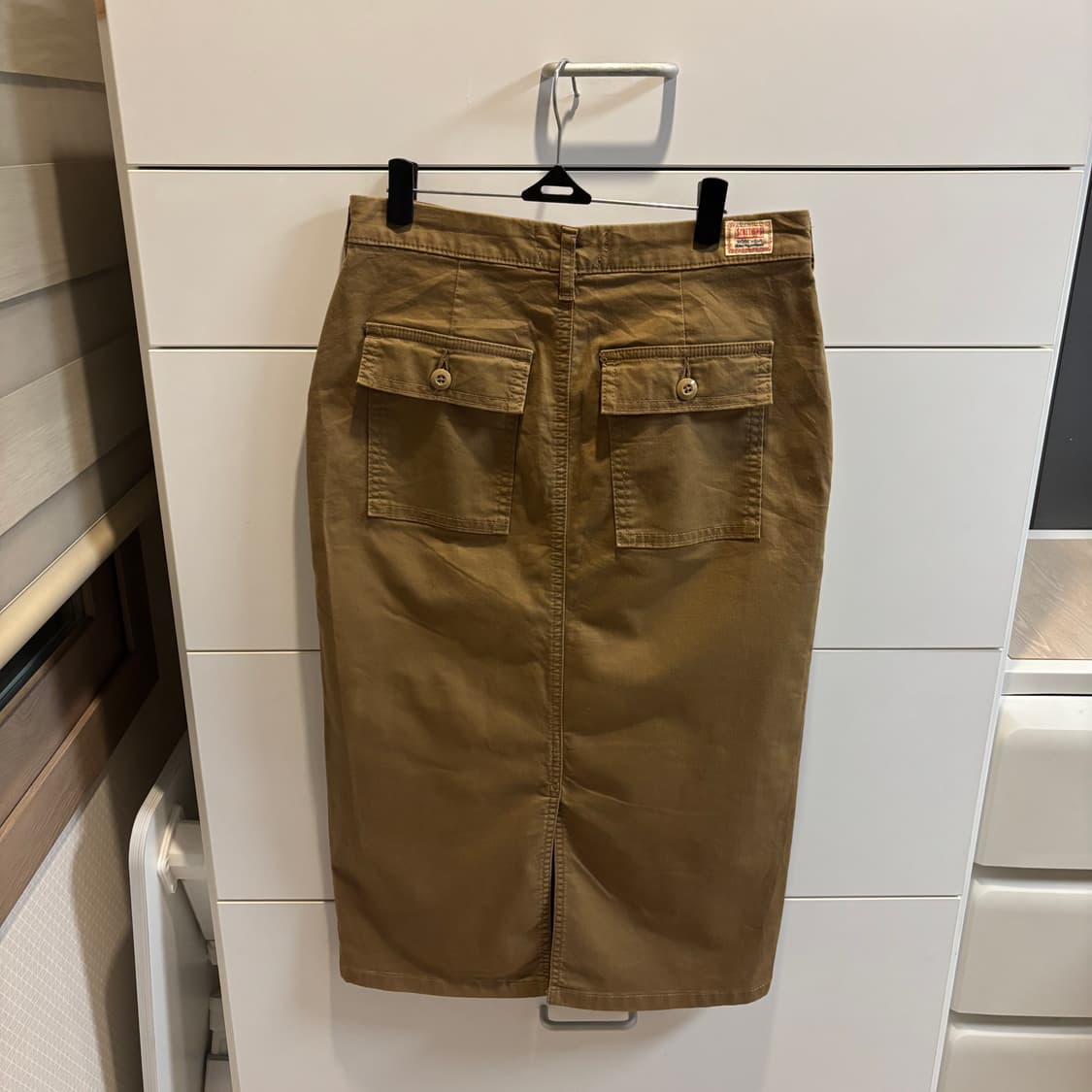 EDWIN) SOMETHING 딥베이지 면 롱스커트 상품이미지6