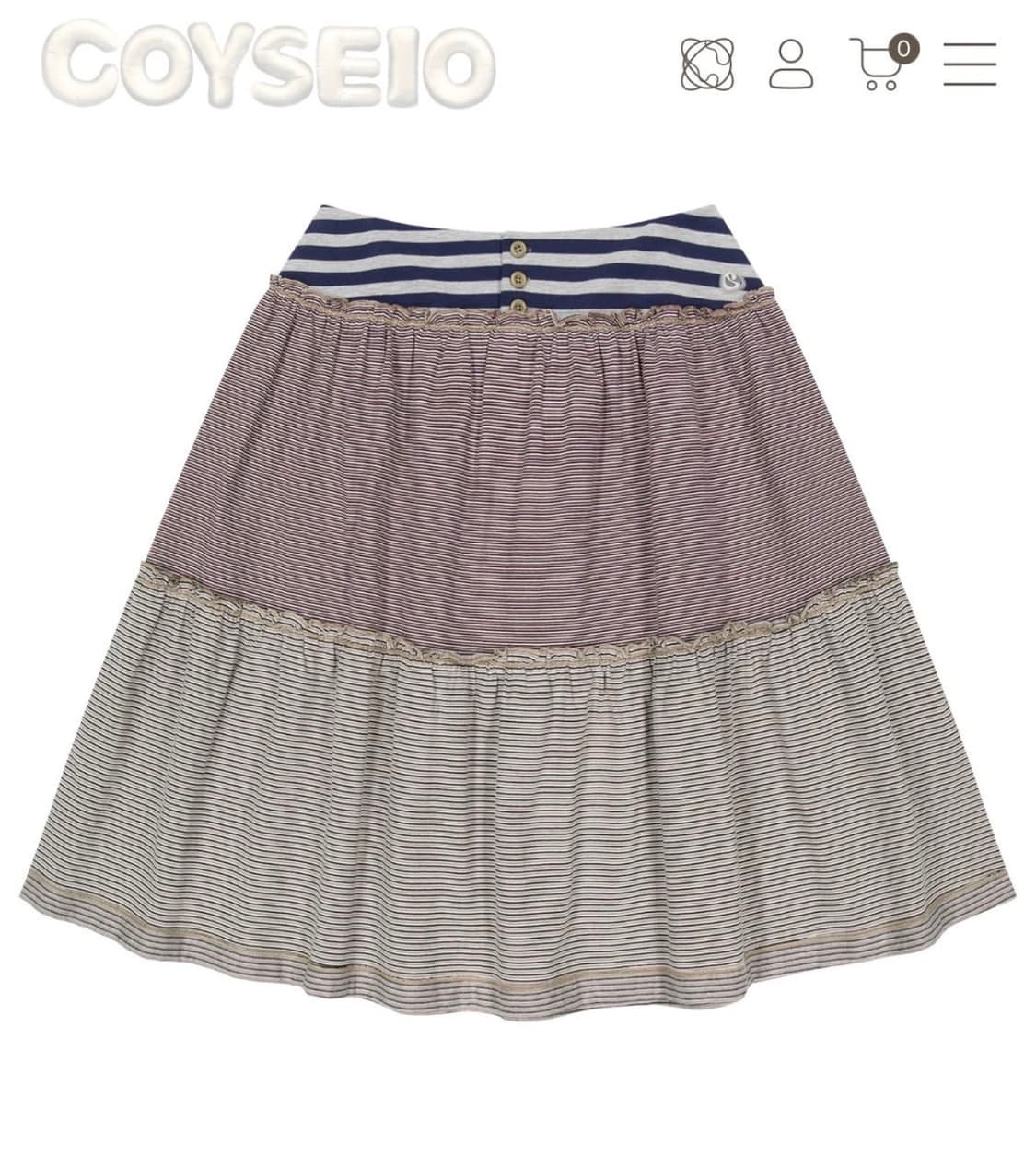 코이세이오 COLORED STRIPE MIDI SKIRT GREY BEI 상품이미지1