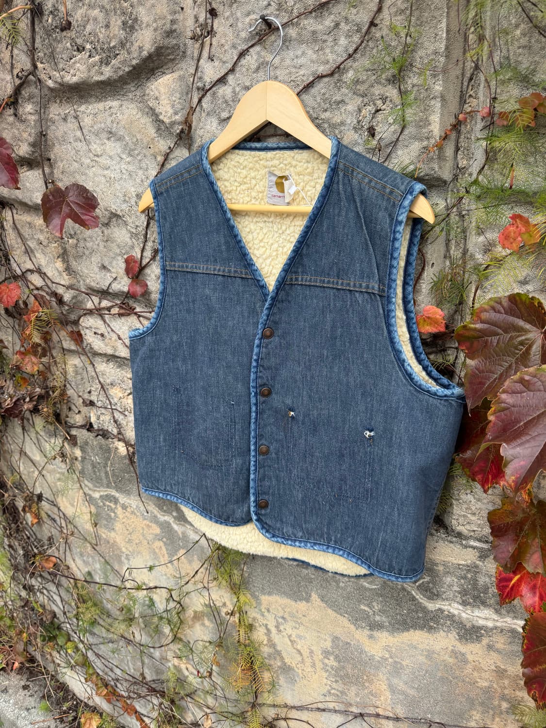 80s 칼하트 빈티지 데님 쉐르파 베스트 L 상품이미지3