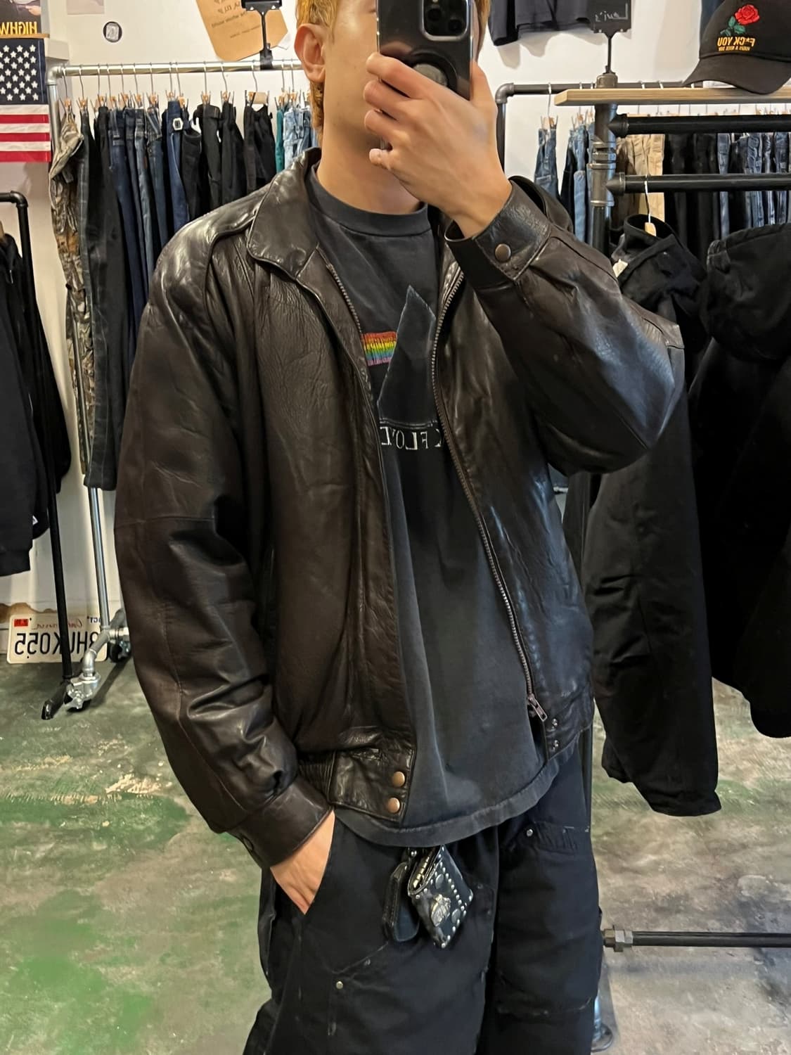 90's [XL] Pierre Cardin 천연가죽 빈티지 봄버 자켓 상품이미지2