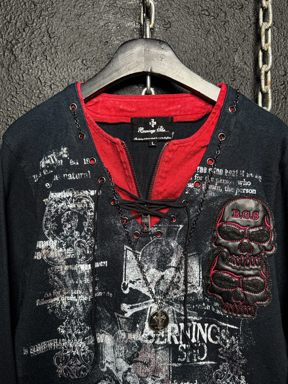 Bernings-Sho – Skull Patch Layered Long  상품이미지2