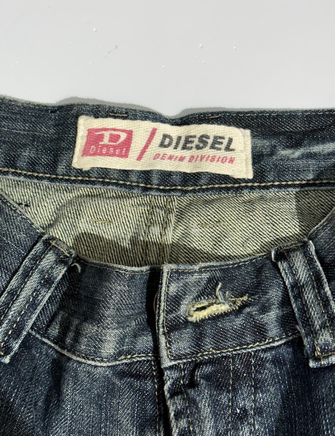 디젤 D 진청 자수 와이드 데님 팬츠 상품이미지4