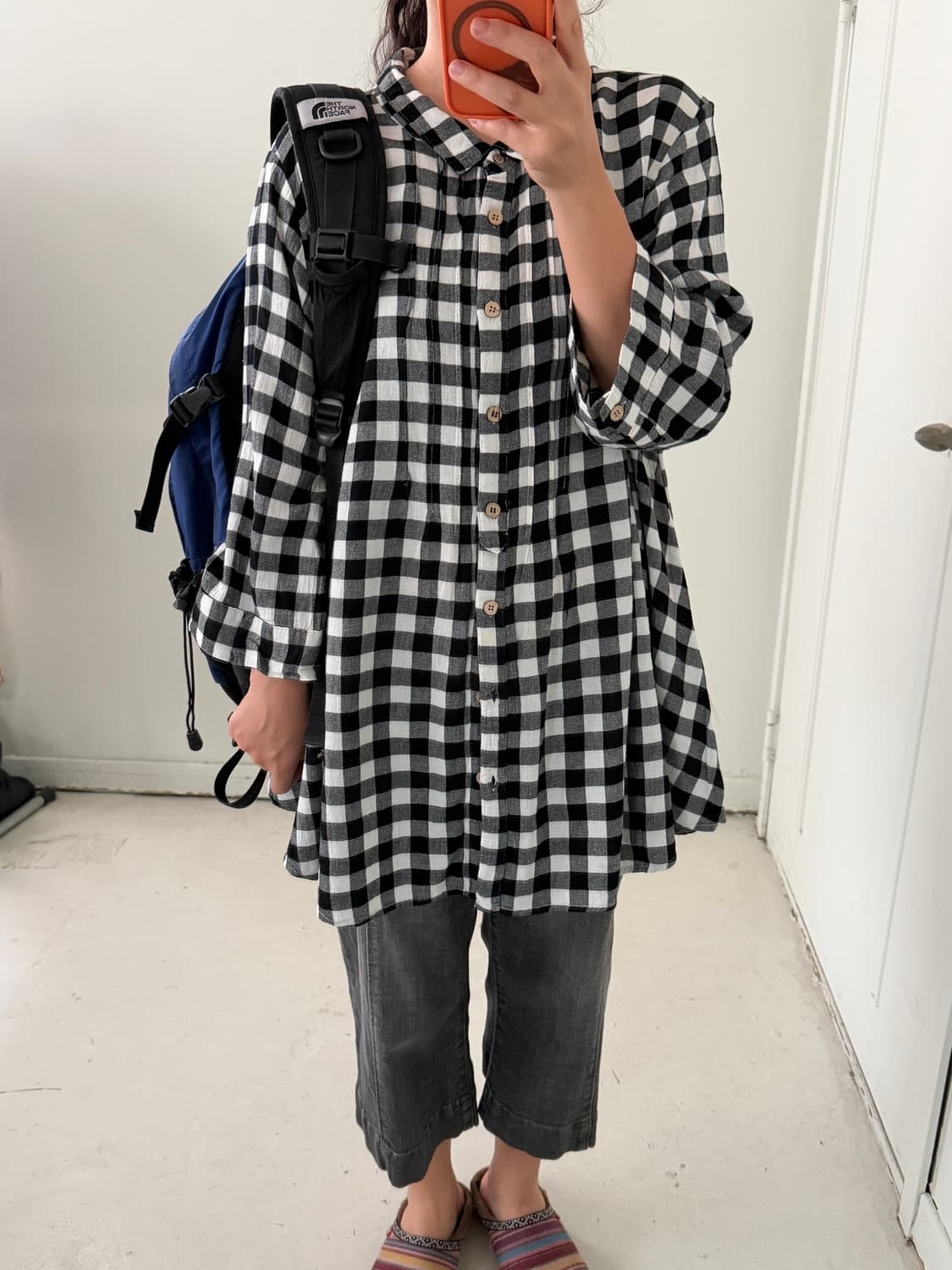 일본빈티지 모리 깅엄체크 블라우스 상품이미지1