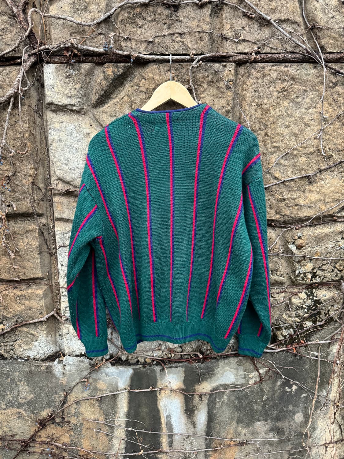 80~90s 베네통 울 스트라이프 니트 가디건 made in italy 상품이미지2