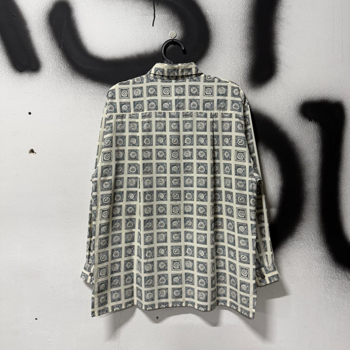 VTG 빈티지 카툰 체크 풀 프린팅 원포켓 긴팔 셔츠 상품이미지2