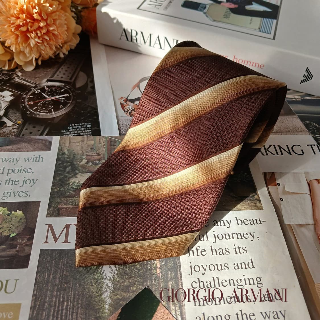 조르지오아르마니 실크 스트라이프 넥타이 9.6cm A~B등급 A19419 상품이미지2