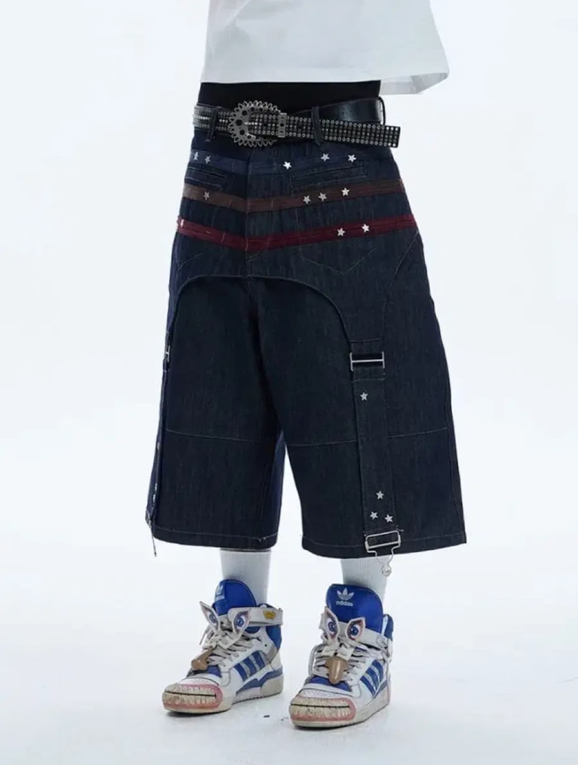 dnd4des 스타 별 버뮤다 벨트 레이어드 데님 팬츠 바지 위시코어 상품이미지1