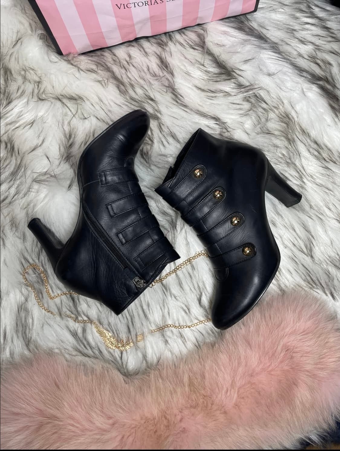 GO CCE 고세 골드 버튼 나폴레옹 앵클 부츠 힐 구두  상품이미지2