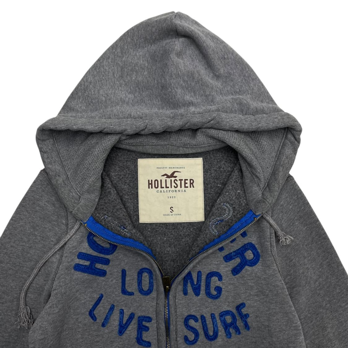 홀리스터 블루 센터로고 그레이 후드집업 S 상품이미지5