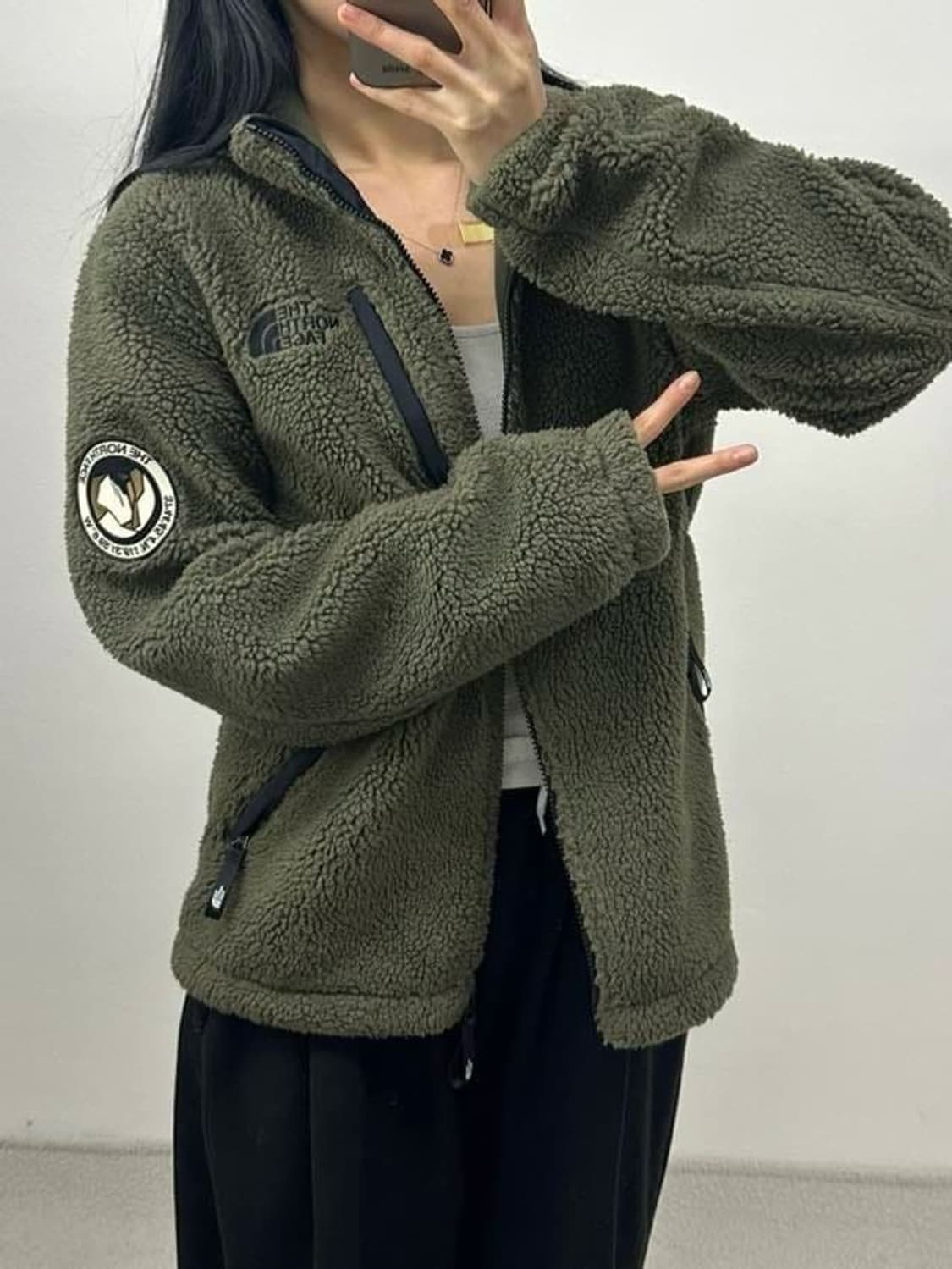 노스페이스 카키 쉐르파 플리스 자켓 후리스(95) 상품이미지1