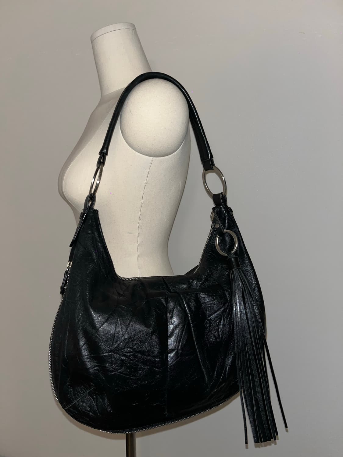 Japanese vintage all black shoulder bag 상품이미지4