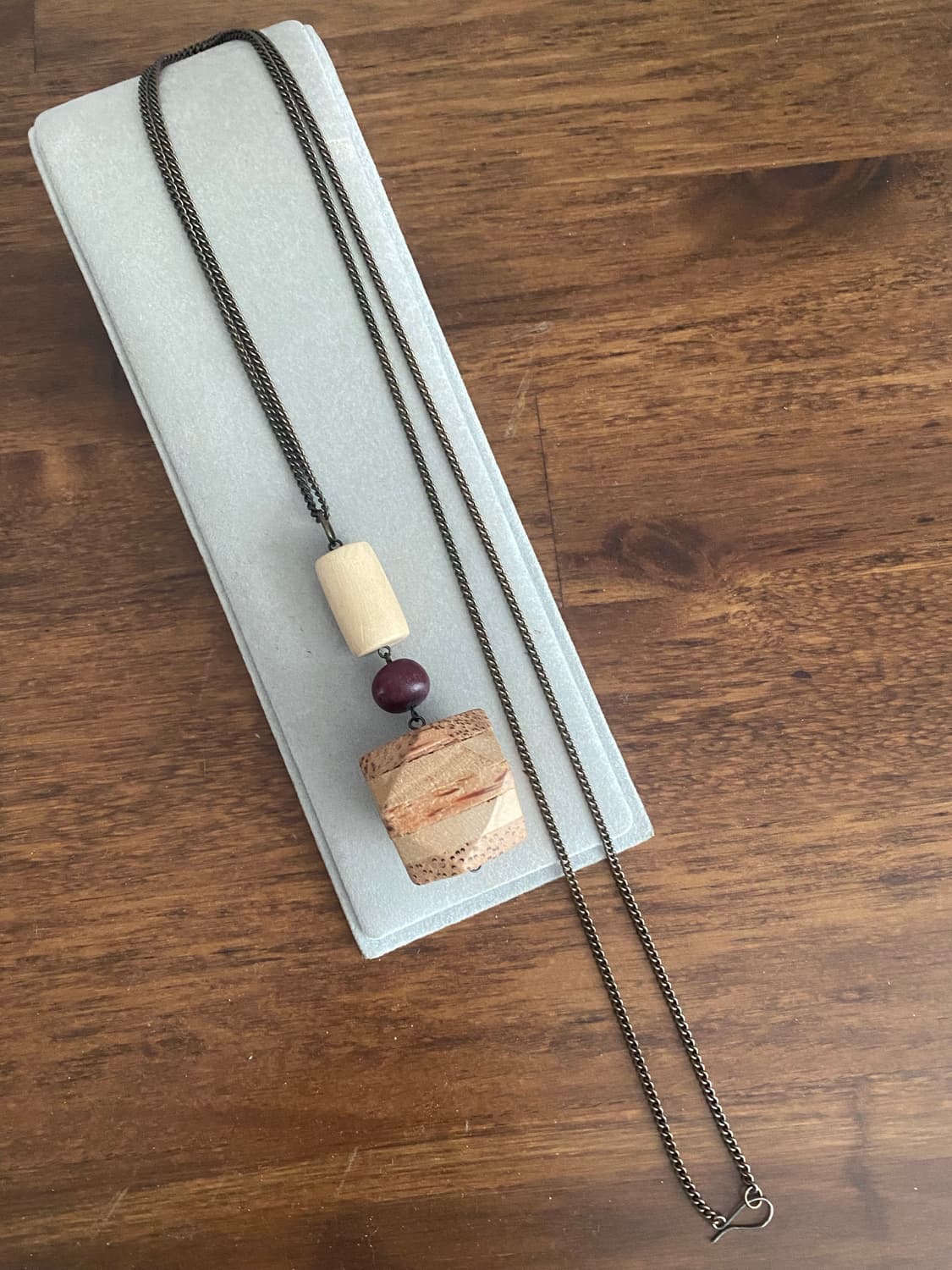 우드펜던트 롱체인 악세서리 목걸이(새제품) 상품이미지2