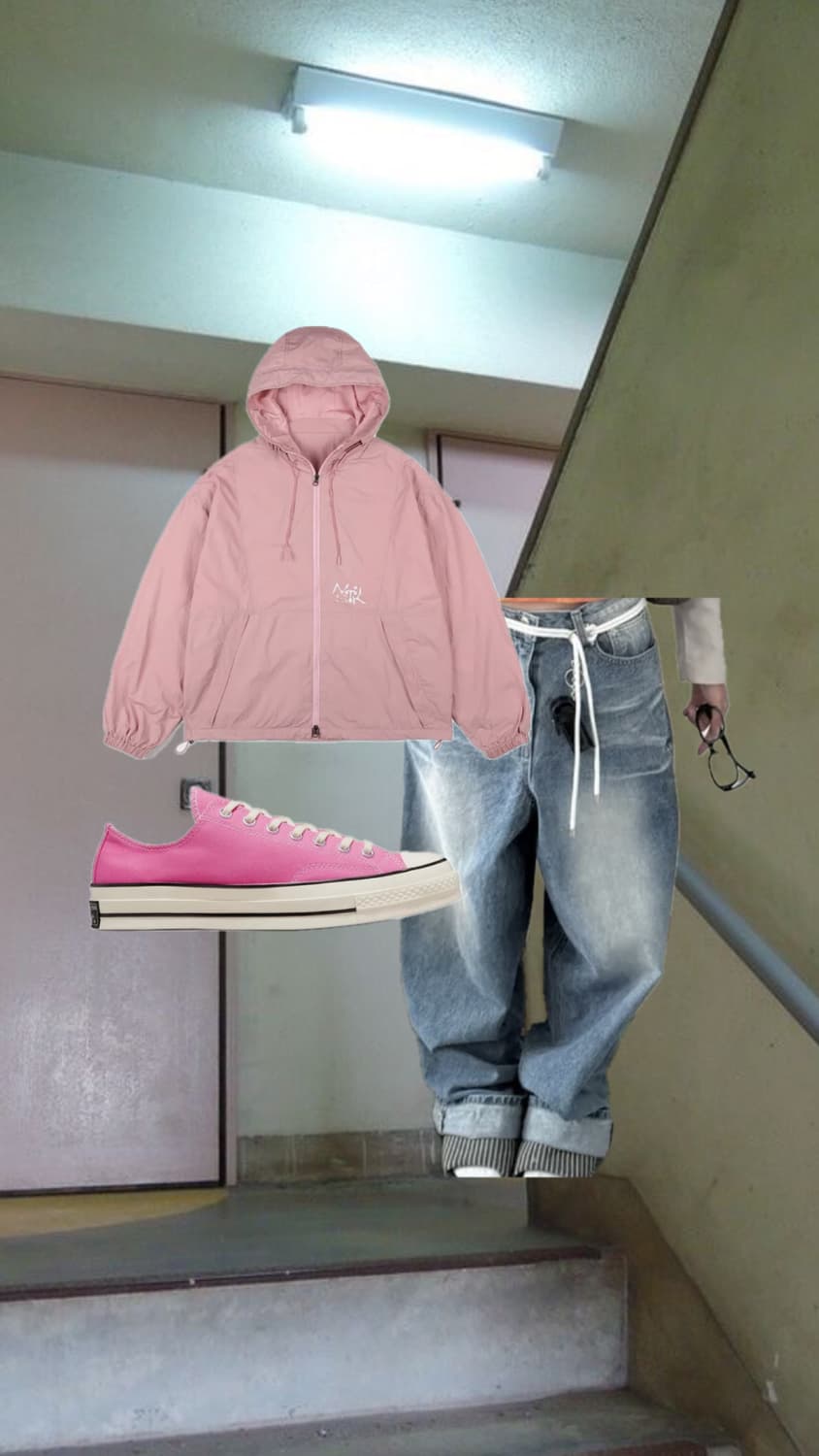 핑크 개강룩 바람막이코디 세트 코디 상품이미지1
