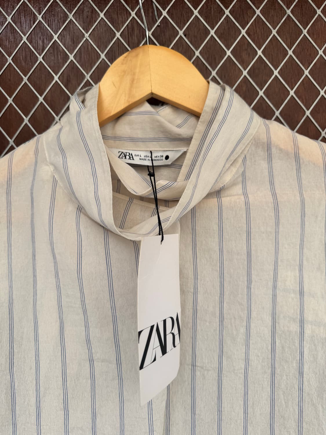 zara 자라 스트라이프 하이넥 단추 레이어드 블라우스 셔츠 L 새상품 상품이미지6