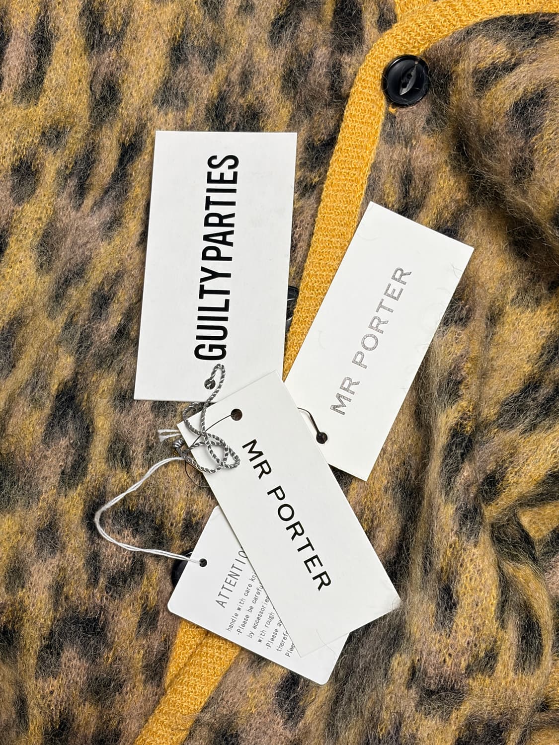 와코마리아 레오파드 모헤어가디건 옐로우 M 상품이미지5