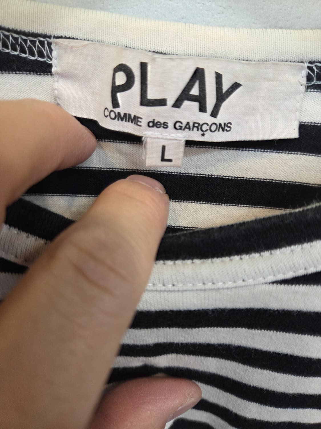 꼼데가르송 여성 스트라이프 롱슬리브 긴팔 L 상품이미지3