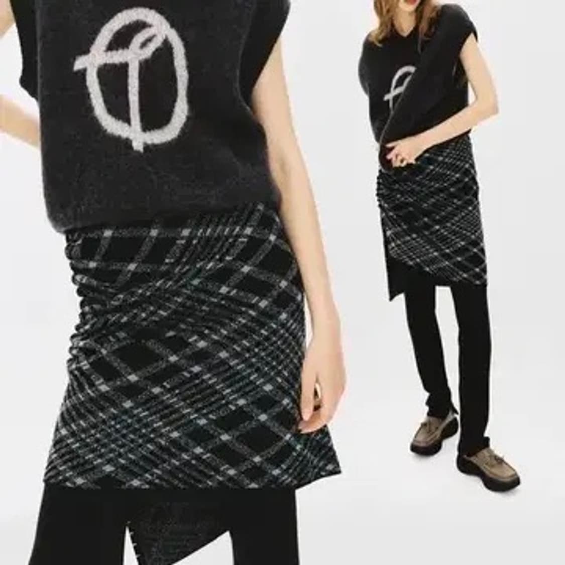 더오픈프로덕트 체크 니트 스커트 상품이미지1